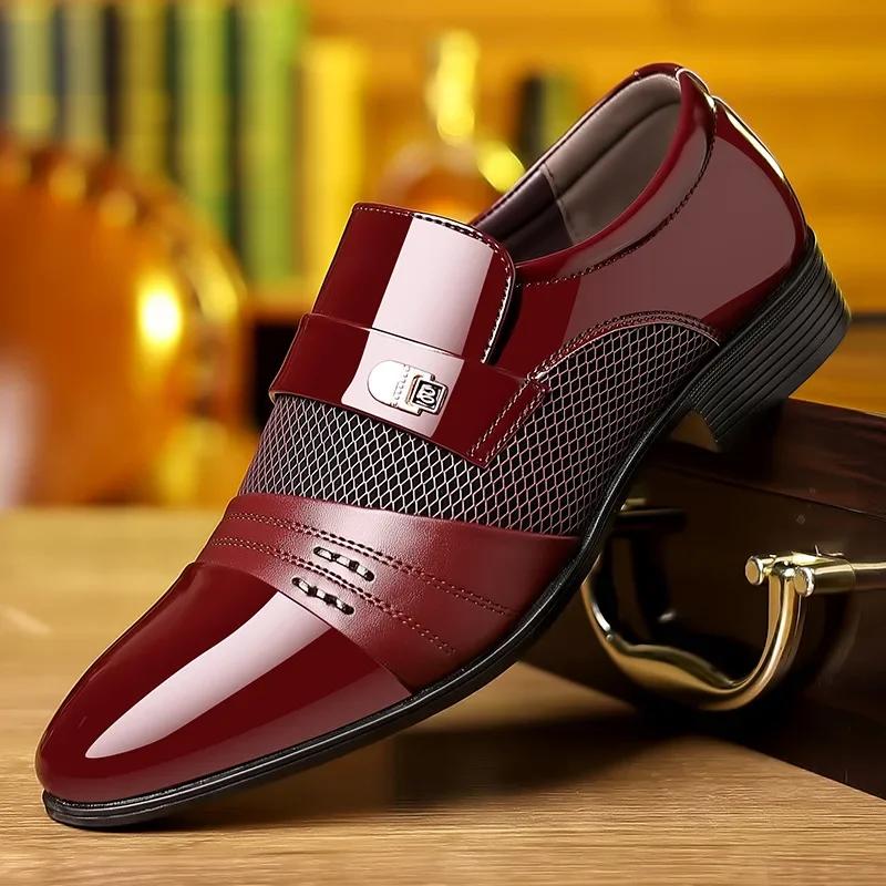 2024 Men's Formal Leather Shoes Black Pointed Toe Men Loafers Party Office Business Casual Shoes for Men Oxford Shoes Dress Shoe