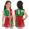 Kids Girls Sleeveless Striped Color Block Dance Leotard Dress Christmas Dress Up Party Costumes
