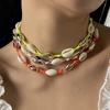 N12486 Богемное этническое плетеное ожерелье из ракушек, лето, морское побережье, досуг, отпуск, вечеринка, аксессуары для вечеринки