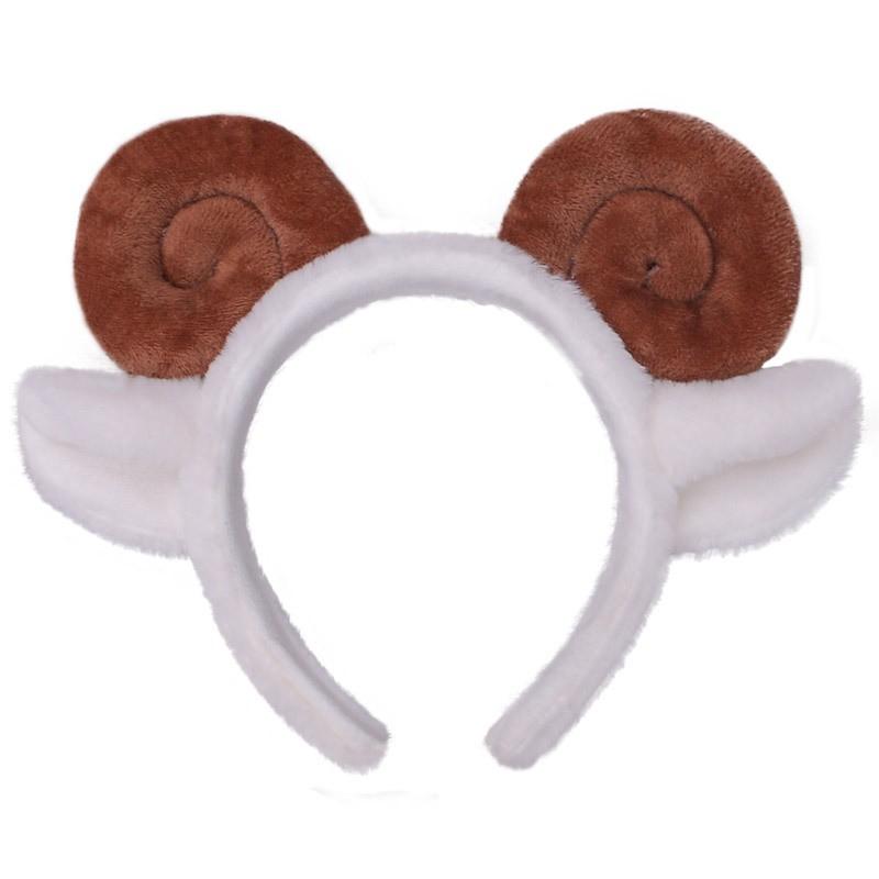 Handmade Cartoon Animal Ear Hair Band With Fluffy Lamb Horns Women Girls Sweet Style Headband Accessory