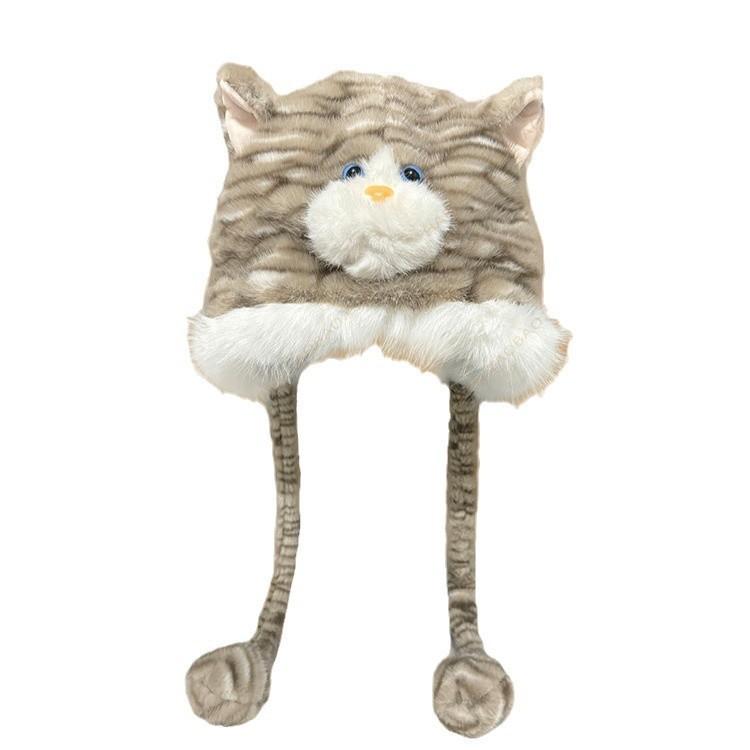 Зимняя теплая мягкая милая плюшевая шапка Гарфилда с жужжащими ушками, женская, от холода, закрывающая лицо, с защитой маленьких ушек, в тренде