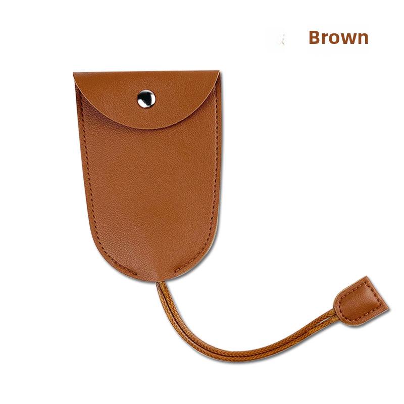 "Compact PU Leather Key Storage Pouch with Pull-Out Feature"