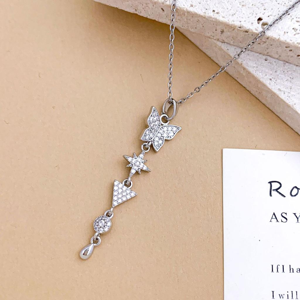 Necklace Tassel Bow Necklace Accessories Women's Light Luxury Elegance Temperament Premium Titanium Steel Necklace