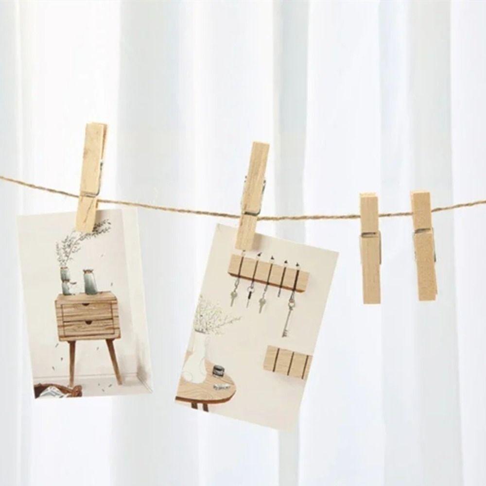 50/100pcs Reusable Photo Clips Mini Wooden Clamp Clothespin for Hanging Pictures Paper DIY Crafts