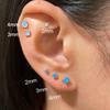 2/3/4mm Stainless Steel Blue Opal Small Stud Earrings For Women Men Tiny Ear Bone Nail Cartilage Punk Earring Piercing Jewelry