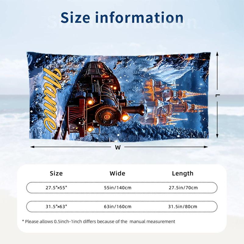 The Polar Express Custom Name Printed Beach Towel Personalized Soft Towel For Swimming Beach Travel