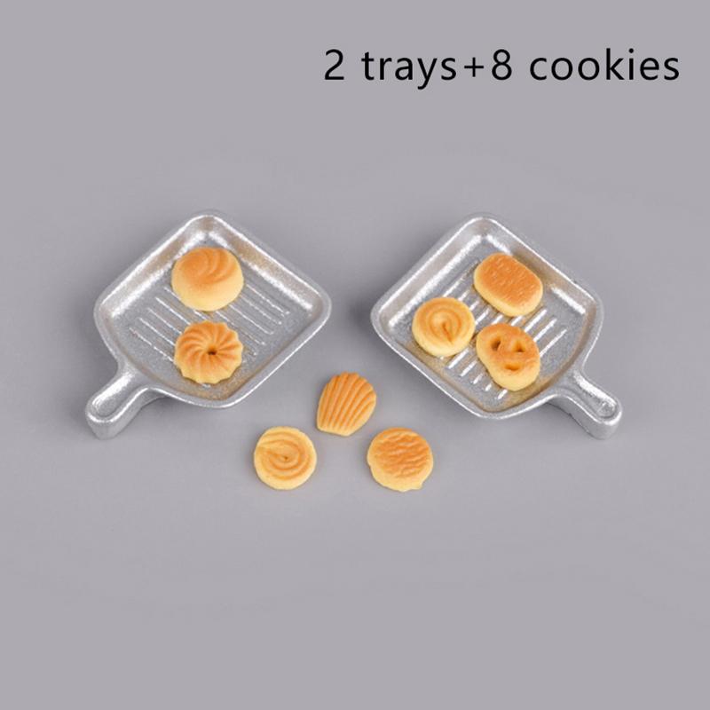 1/12 Dollhouse Simulation Bread With Tray Dollhouse Mini Kitchen Food Decoration Toy Dolls House Accessories Pretend Play Toy