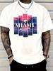 Men' 100% Cotton 180g T-Shirt with Miami Florida Palm Trees & Sunset Print