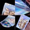 100pcs  Laser Self Sealing Bag 0.14mm  Aluminum Foil Self-supporting Sack with Window Nut Dry Flower Tea Sealed Packaging Pouch
