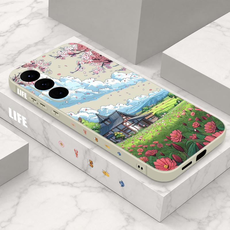 Чехол-коллаж «Летний аниме-сад» для Samsung Galaxy S26 S25 Ultra S24 S23 S22 S21 FE A54 A55 A16 A26 A36 A56 A17 A18 A37 A57 5G