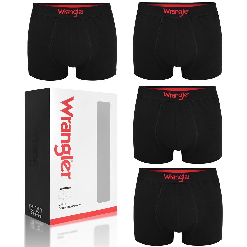 Wrangler Zestaw Bokserki Męskie 22055 Czarny Bawełna 4 Pak