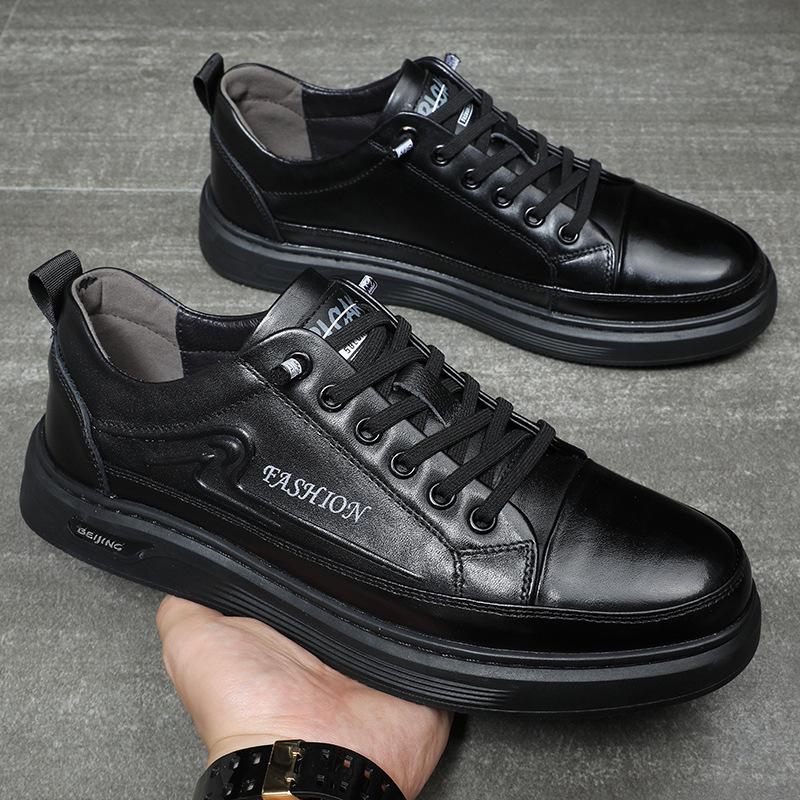 Новые стильные кожаные мужские низкие кроссовки с тиснением, мужская черная мужская обувь, лоферы, модная модная обувь