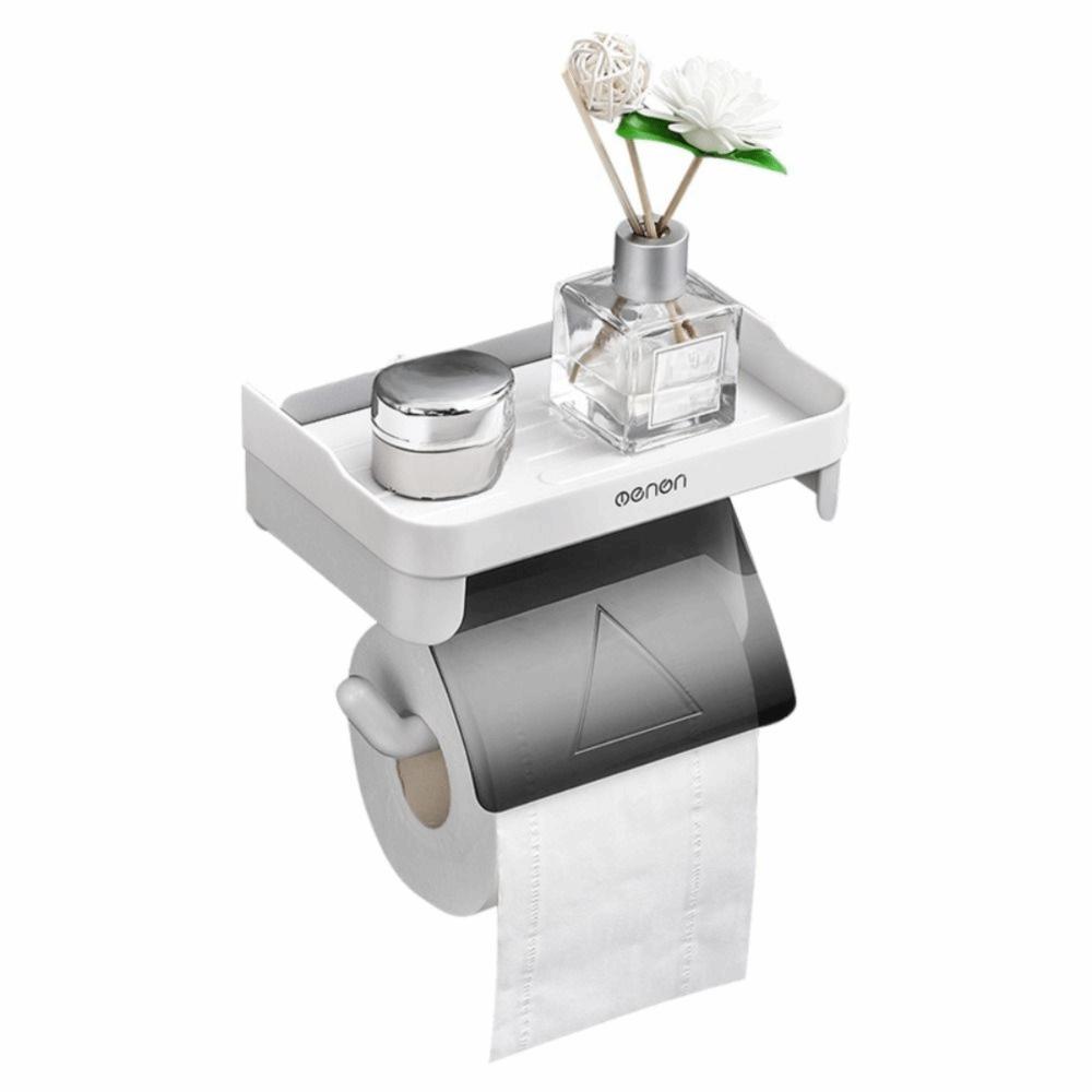 Wall Mounted Toilet Paper Holder Plastic Toilet Roll Holder Tissue Dispenser Shelf Multifunctional