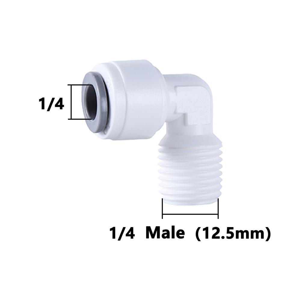 10 шт. коленчатый фитинг для обратного осмоса, 90 градусов, наружная резьба, внутренняя резьба 1/4 3/8, шланг POM, быстроразъемный фитинг для аквариума, детали фильтра обратного осмоса