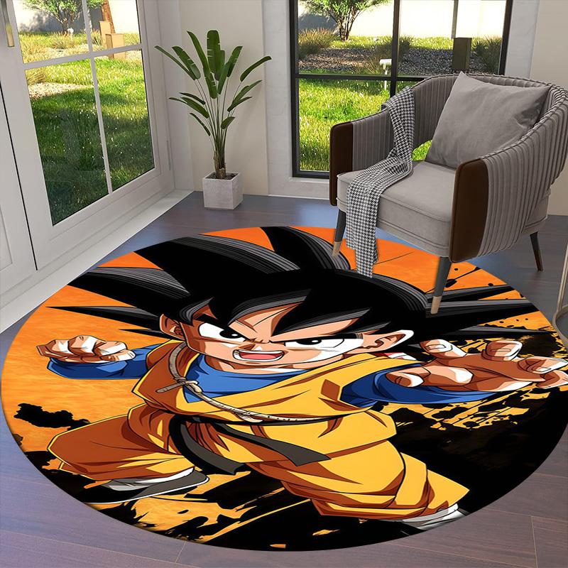 Son Goku Round Area Rug Carpet Rug For Living Room Bedroom Sofa Playroom Decor Nonslip Floor Mat
