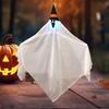 Halloween Hanging Light-up Cloth Ghost with Ghosts Outdoor Flying White Witch Hat for Front