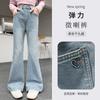 Girls' denim bell bottoms Spring and Autumn 2026 new children's spring pants slim fit elastic big children's micro bell pants