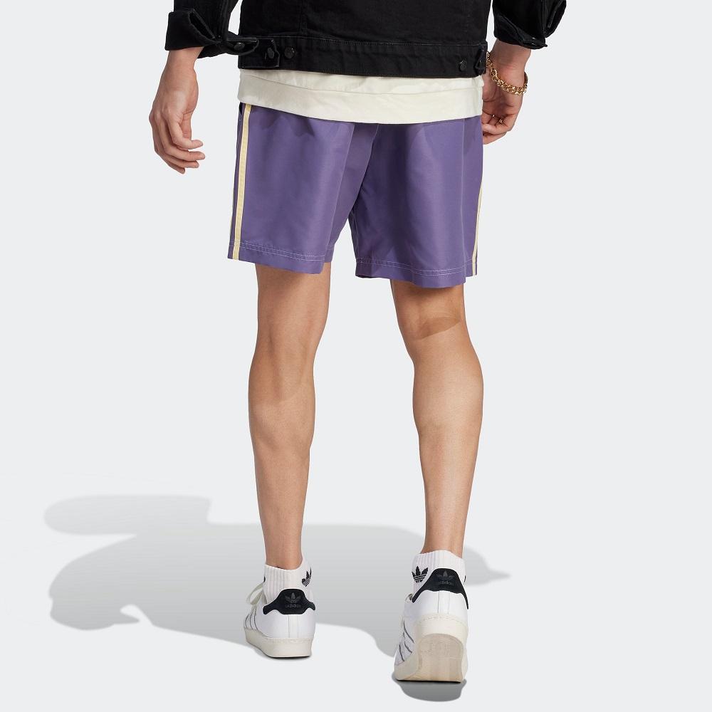 Adidas Мужские шорты из полиэстера Originals Trefoil Enjoy с трехполосным логотипом Tech-Purple IT8188