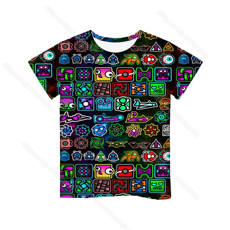 Angry Geometry Dash 3D Print T Shirts Boys Girls Cartoon Anime Tshirts Toddler Kids Game T-shirts Children Tee Tops Camiseta