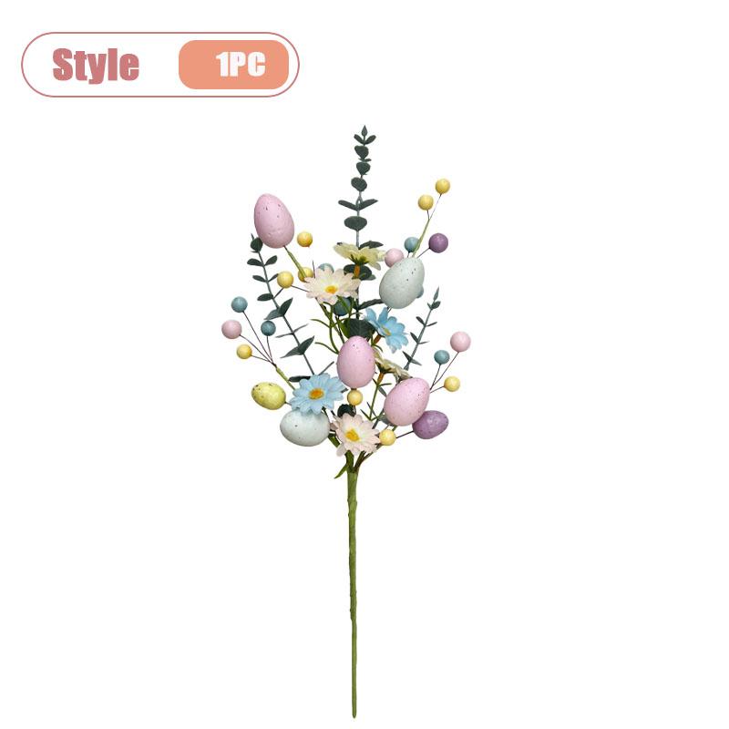 1-10PCS Easter Egg Floral Stems Artificial Daisy Eucalyptus and Berry Sprigs for Vase Centerpiece and Spring Home Decor