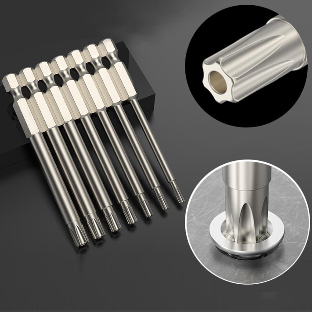 50 мм магнитные полые биты Torx для отвертки 1/4 дюйма шестигранный хвостовик легированная сталь электрические отвертки головка T7-T40