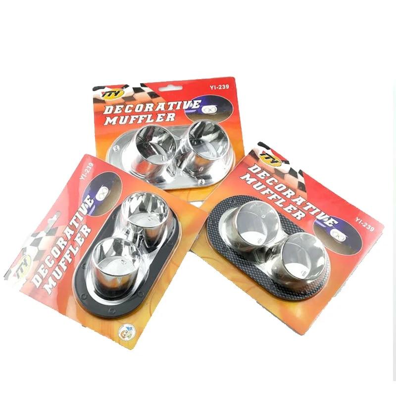 Универсальный 1 шт. задний бампер автомобиля выхлопной двойной выход хвост глушитель наконечник трубы горло наклейка декоративная для Toyota VW Honda Accessori