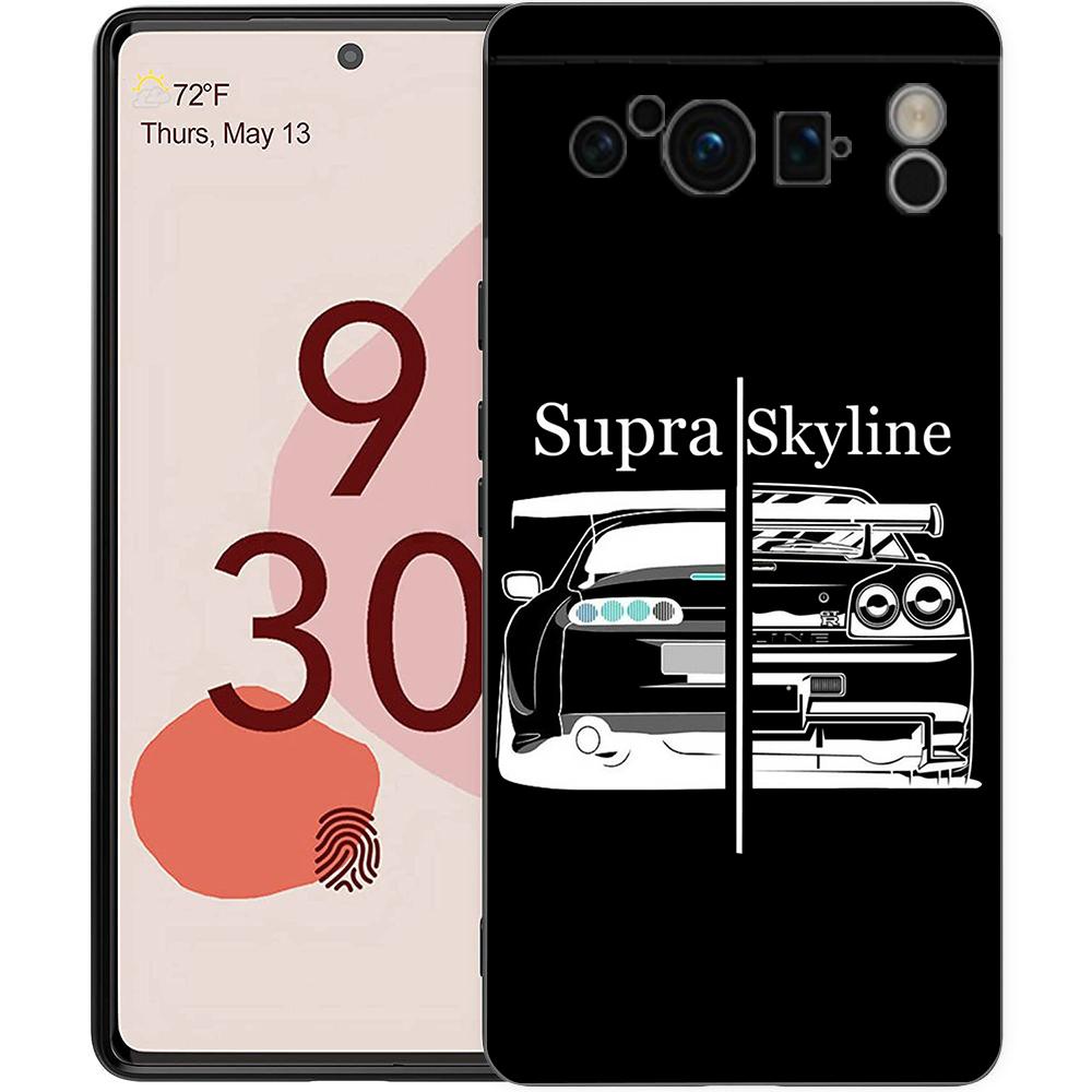 Япония JDM Спортивные Автомобили Комикс Чехол для Телефона Для Google Pixel 9 8 7 6 Pro XL 8A 6A 7A 5G Мягкий Ударопрочный ТПУ Черный Чехол Fundas