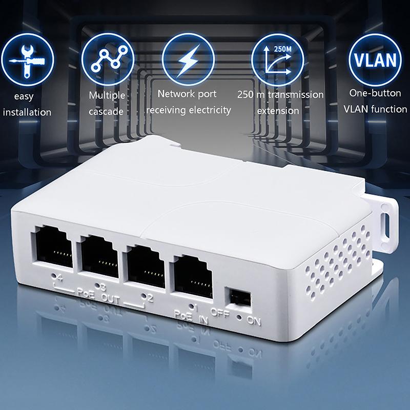 4-портовый Poe-удлинитель, водонепроницаемый Poe-повторитель для IP-порта, удлинитель передачи для Poe-коммутатора, NVR, IP-камера