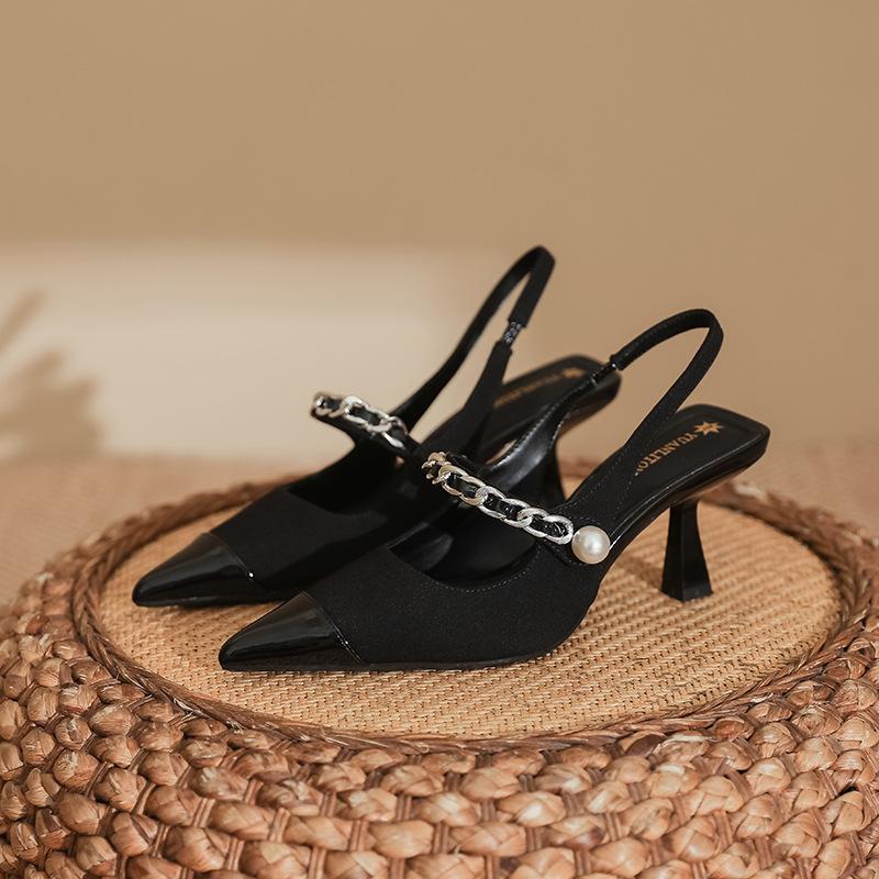 High heels children Huizhou women's shoes 2025 spring and summer thousand bird grid sandals women's fashion single shoes 2025 spring women's