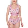 LittleForBig Women's 2-Piece Lingerie Set (Fluffy Rabbit Design) with Lace Ruffles, Cotton Pajamas and Bralette Set for Sports, Size XL