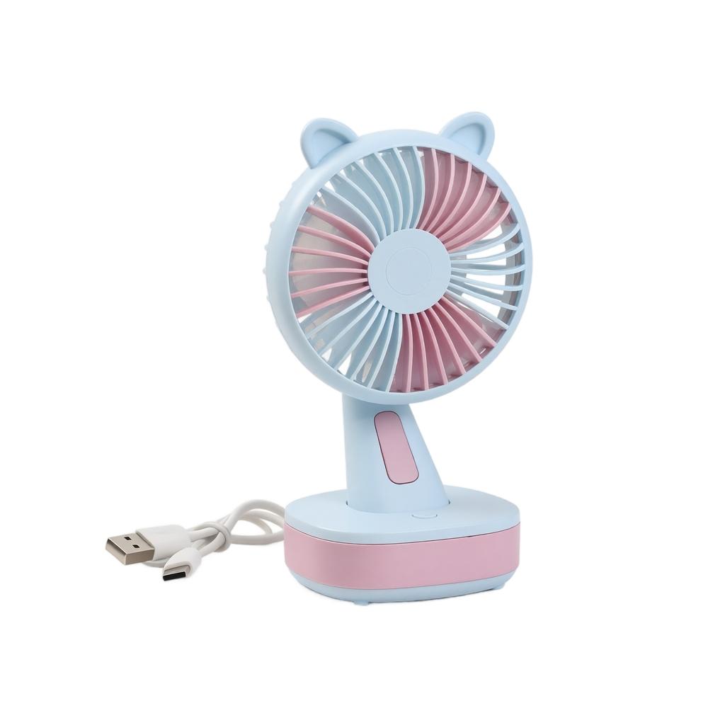 Mini USB Desktop Fan with Cat Ear Design Adjustable 3-Speed Settings Portable Table Fan for Office Dormitory Study Room Use