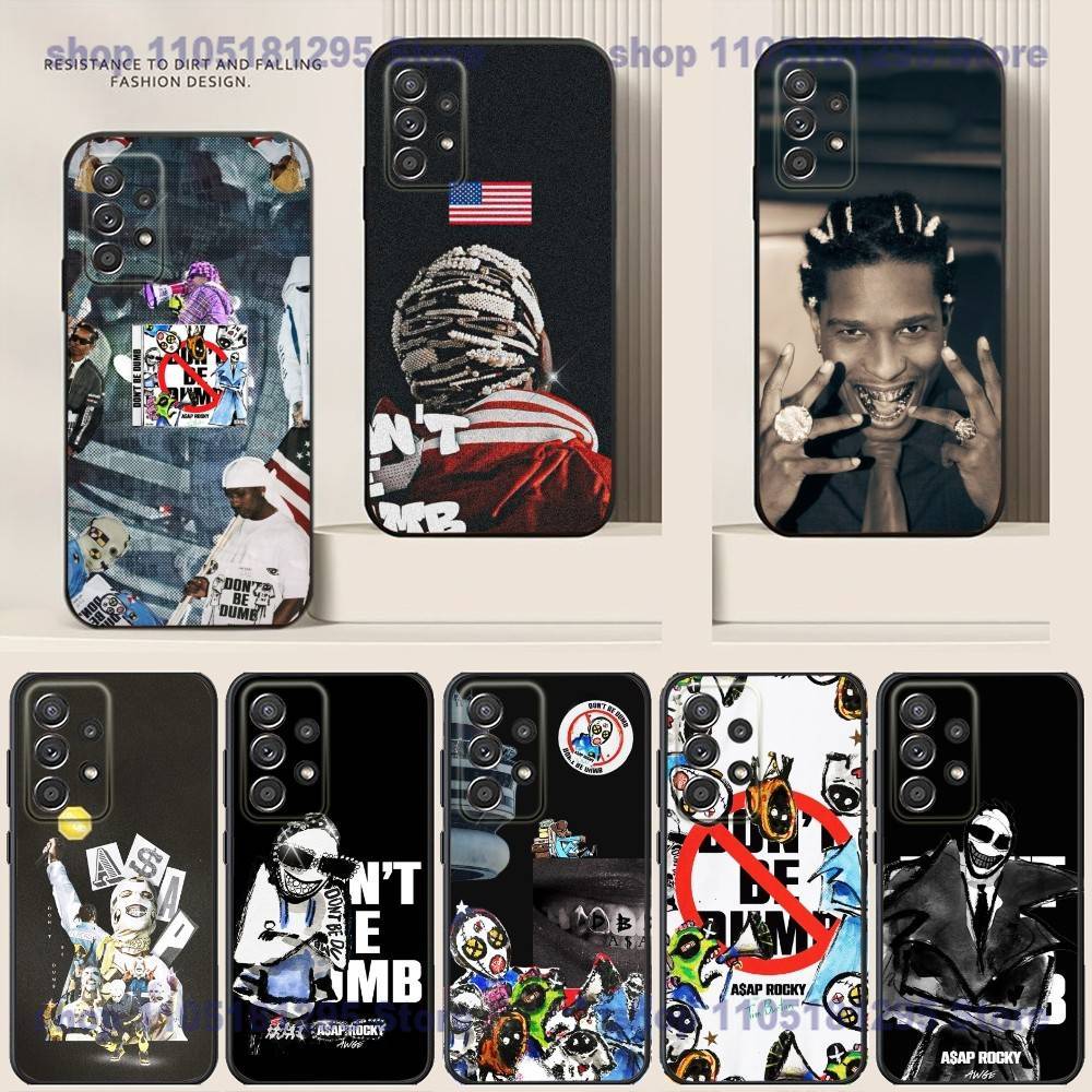Чехол для телефона A-SAP ROCKY DONT BE DUMB для Samsung S24,21,22,23,30,Ultra,20,Plus,Note,10,9, Черный мягкий силиконовый чехол