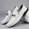 Fashion Genuine Leather Loafers for Men Ultra-light Soft-Soled Moccasins Breathable Slip On Flats Comfy Metal Buckle Male Driving Shoes
