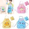 Apron Cute Junior Chef Kids Sleeveless Animal Waterproof Drawing Apron Sleeve Set