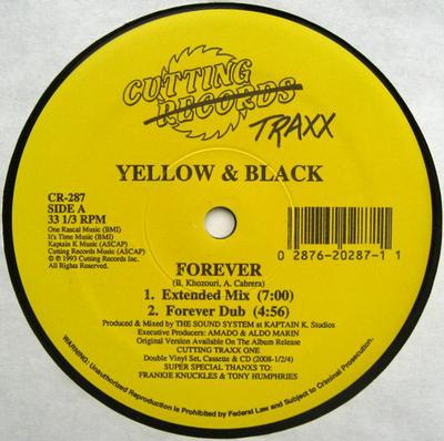 12-дюймовая пластинка ЖЕЛТАЯ ЧЕРНАЯ - Forever CR287 Cutting Traxx 1993 США Танцевальная Электроника Б/у