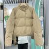 Пуховик женский новый маленький дизайн сенс белый утиный пуховый хлеб куртка молочно-голубой короткий жакет