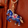 Keychain Pendant Chinese Zodiac Enamel Horse Rhinestones Inlaid Key Chain Metal Charm Bags Keyring Backpack Car Accessories