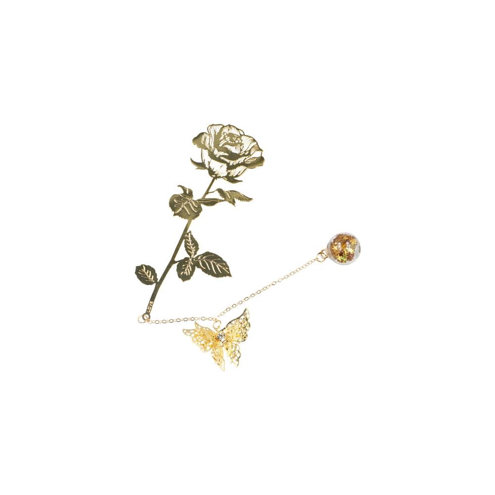 1 набор Металлическая закладка в классическом стиле с подарочной коробкой Золотая роза Закладки Держатель страницы книги