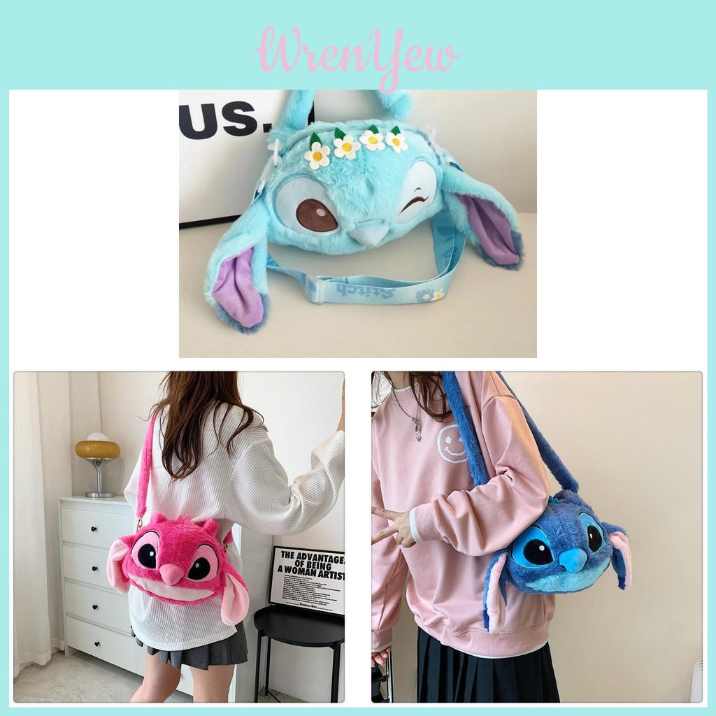 Stitch Plush Shoulder Bag Made Of Soft Material With Inner Pocket For Casual Use