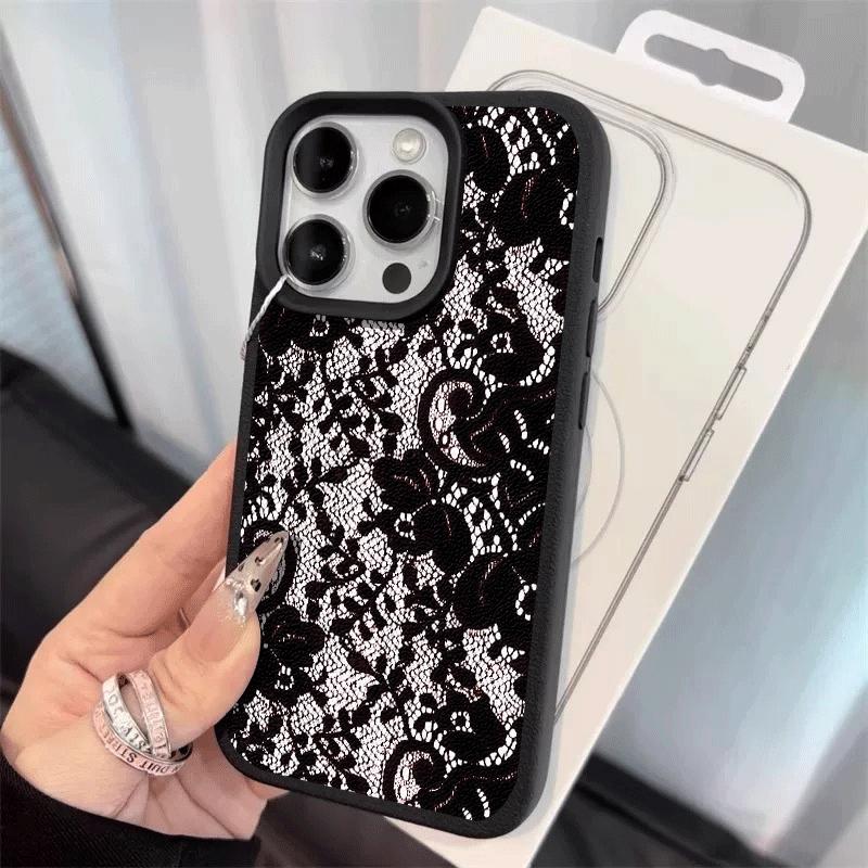 Чехол с кружевным узором для iPhone 17 16 15 14 Plus 13 12 11 Pro Max Модный Элегантный Мягкий Защитный Чехол Ударопрочный Чехол