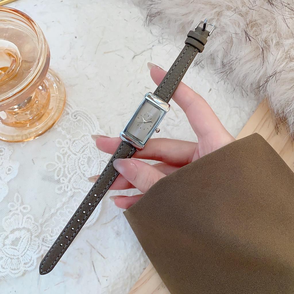 Golden Rectangular Dial Quartz Wristwatch Vintage Leather Strap Women Watches Casual Simple Watch reloj mujer Dropshipping