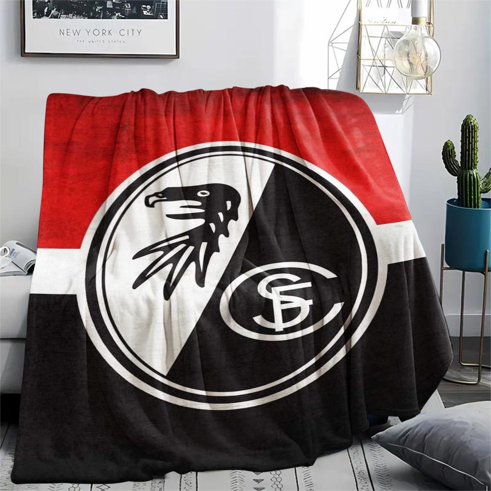 1Pc SC Freiburg Print Flannel Blanket High Quality Warm Comfortable Cover for All Seasons Perfect for Gifts Home Decor