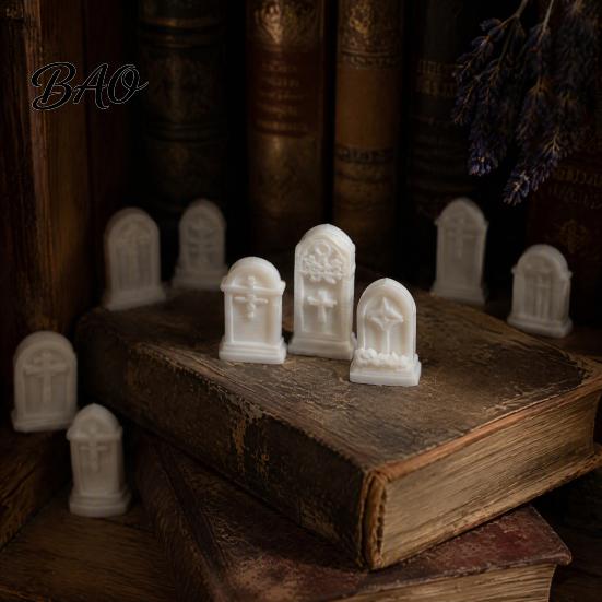 Miniature Cemetery Scenery 10Pcs Mini Tombstone, 3D Printed Unpainted Gravestone Model Kit, Micro PLA Parts Diorama Accessories, Halloween Decor, DIY