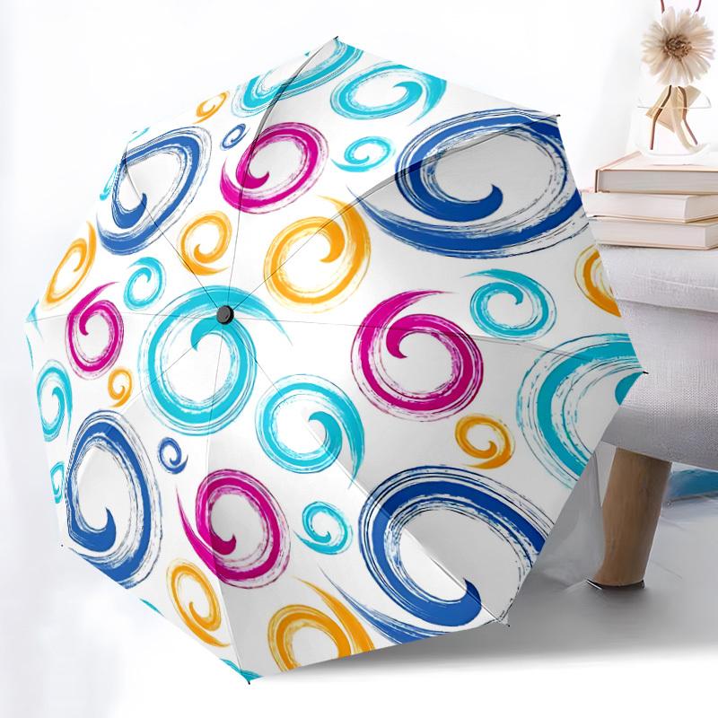 1pc Swirls Automatic Umbrella | Portable Foldable 8-Rib Manual Open, Cute Birthday & Holiday Gift for Outdoor yy260107110
