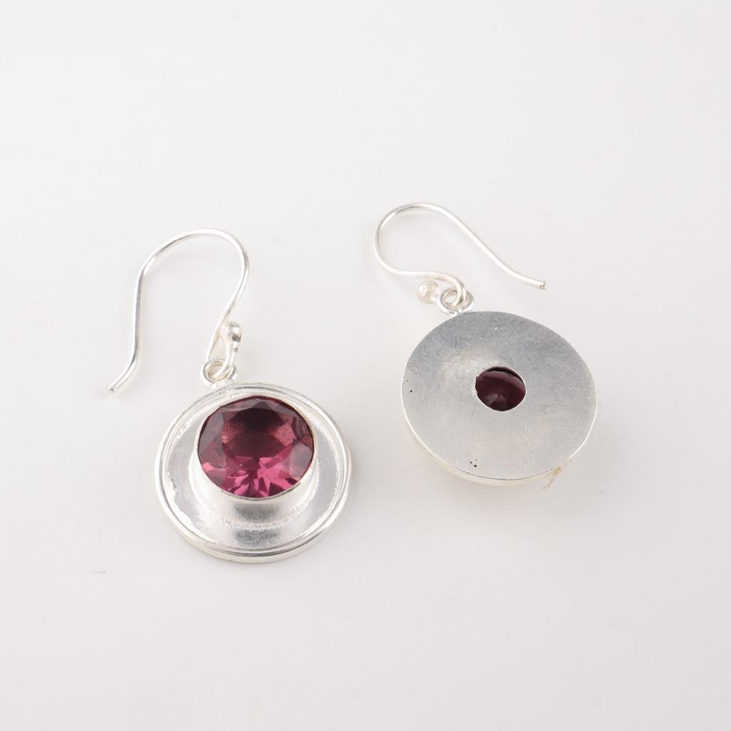 Natural Rhodolite Gemstone 925 Fine Silver Jewelry Handmade Girls Earrings 1.40" EE-4-41