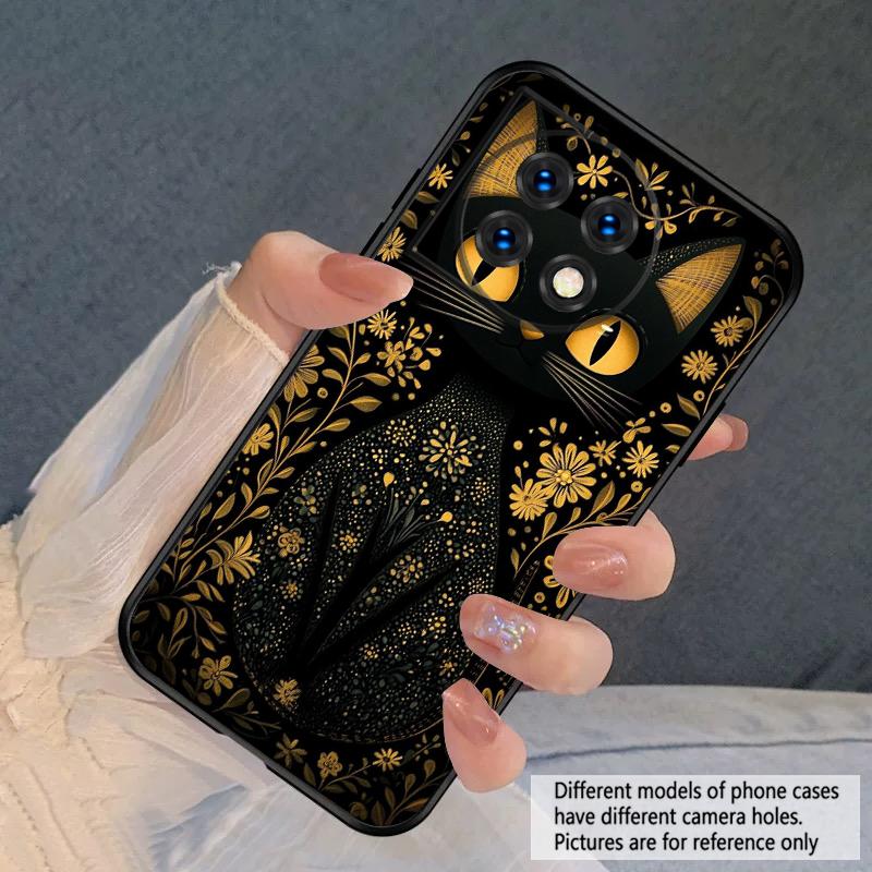Цветочный Кот Черный Для Oneplus 8T 9 9R 10 Pro 11 12 13 13R 5G ACE 5 Nord2 4 CE 3 4 Lite N20 SE N200 силиконовый мягкий чехол для телефона