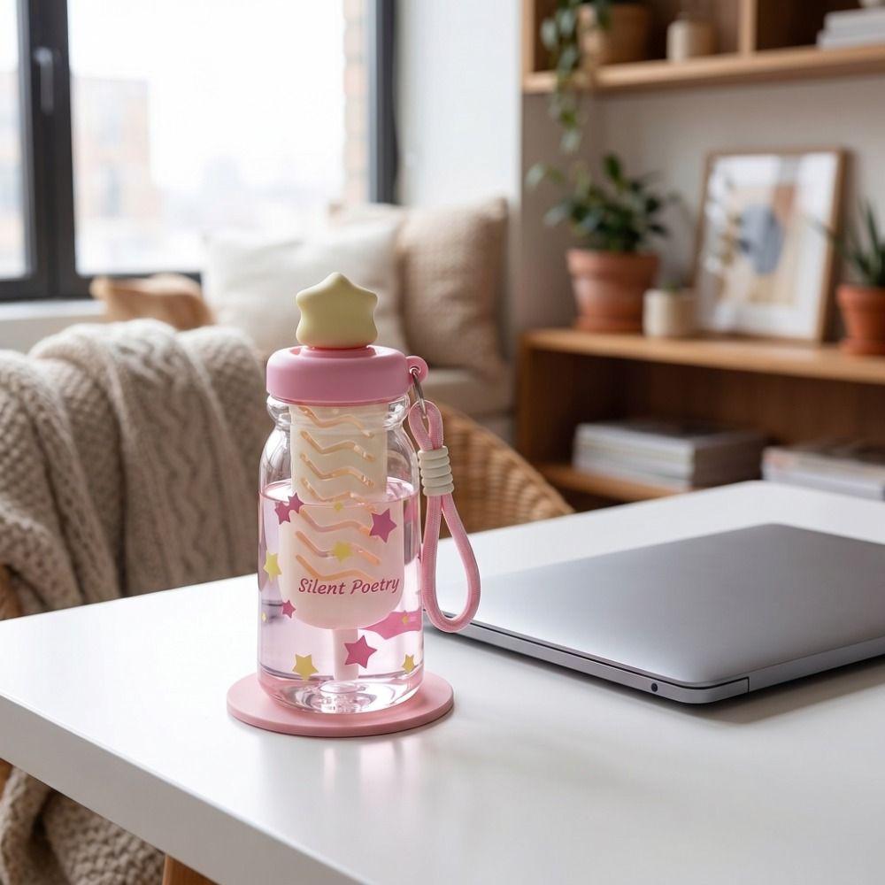 Large Capacity Star Water Bottle Leakproof Drinking Bottle With Tea Infuser For Girls