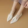Fashion 2024Elegant Retro Shallow Single Shoes Women Spring New Low Heel Buckle Pointed Toe Sandals Daily Walking Dress