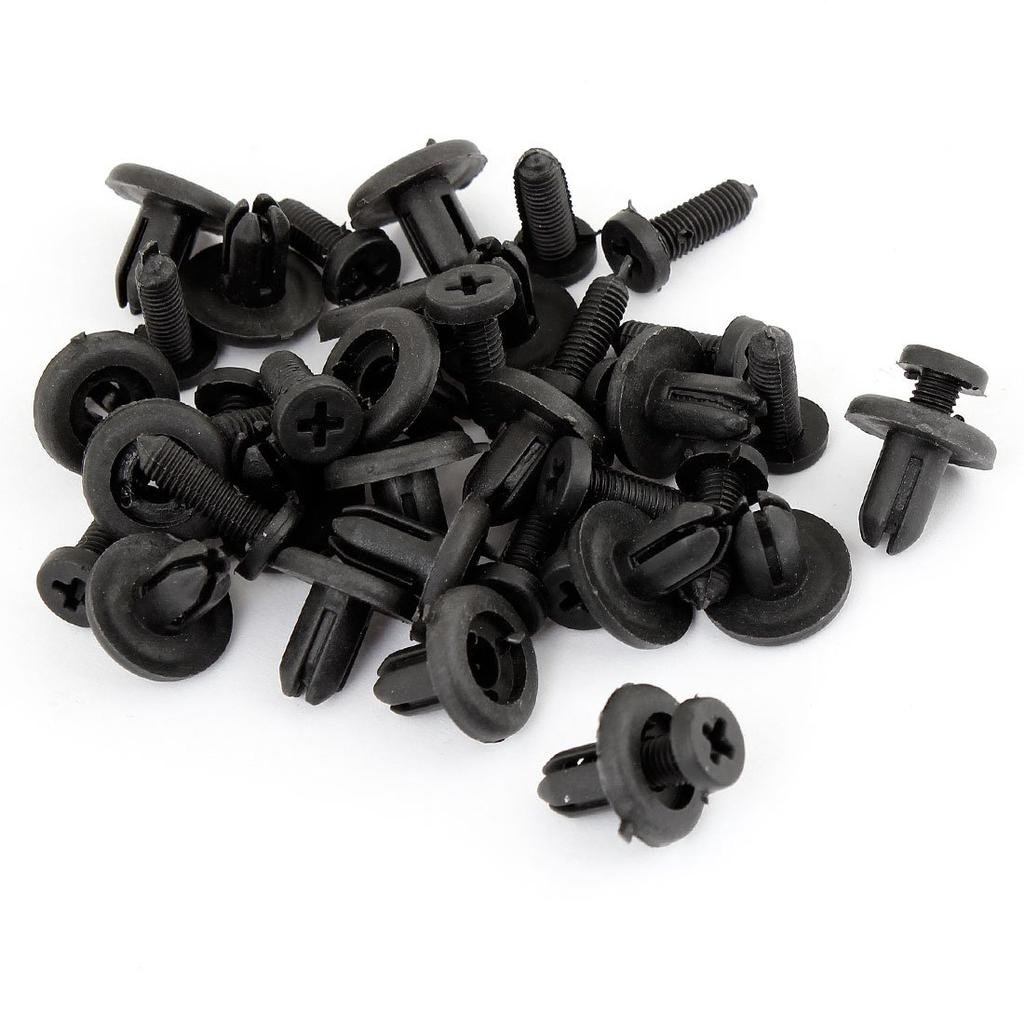 uxcell Пластиковый зажим для заклепок, зажим для винтов с автомобильным отверстием 7 мм, черный, 20 шт.