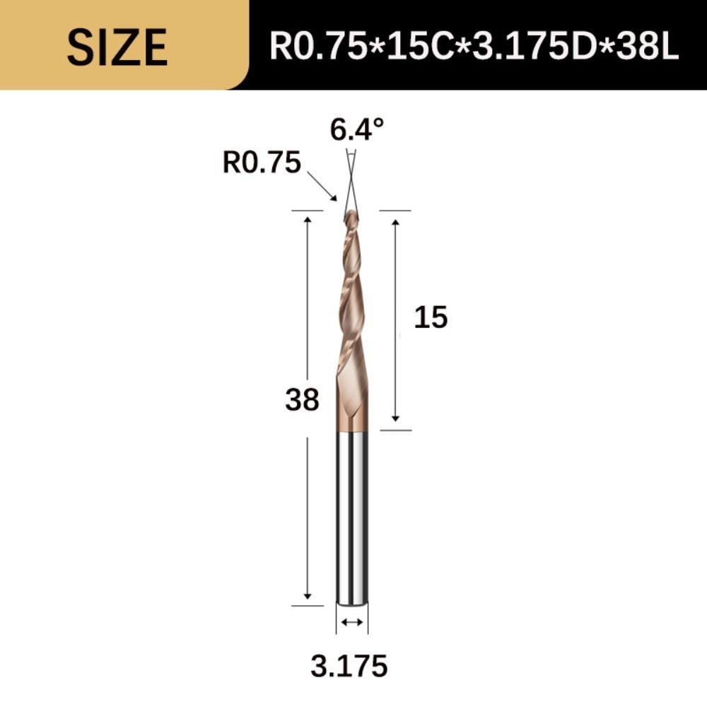 Solid Carbide Tapered Ball Nose End Mill Spiral Engraving Router Bits CNC Carving Bit Woodworking